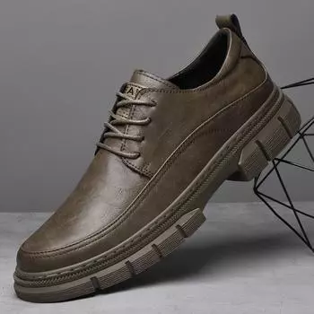 Модные кроссовки из натуральной кожи с толстой подошвой, повседневная обувь для мужчин в ретро-стиле, модные мужские туфли-оксфорды в британском стиле, универсальные мужские туфли 37