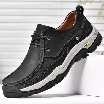 Модные кроссовки, мужская обувь, повседневная обувь из натуральной кожи, обувь из коровьей кожи, обувь HiKing 38 чёрный