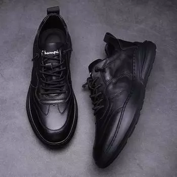 Модные кроссовки мужские кожаные туфли крутые молодые люди уличный стиль черно-белые туфли повседневная брендовая мужская обувь кроссовки D185 39