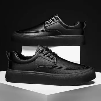 Модные кроссовки мужские вулканизированные туфли массивные плоские удобные весенне-осенние туфли на платформе мужские спортивные повседневные черные туфли 40