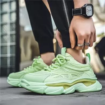 Модные кроссовки мужские зеленые прогулочные туфли на платформе мужские удобные уличные кроссовки мужские повседневная обувь в уличном стиле в стиле панк 39 белый