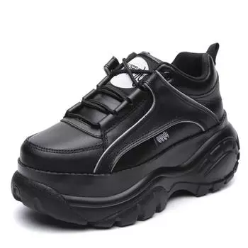 Модные кроссовки на толстой подошве женские туфли Harajuku Retro Old Platform Shoes повседневные удобные дышащие увеличенные белые туфли Femme Zapatos 36 чёрный