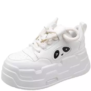 Модные кроссовки на высокой платформе 6 см, женские повседневные кожаные спортивные туфли, новые осенние белые туфли для скейтборда, женские туфли Chaussures Femme 34 чёрный