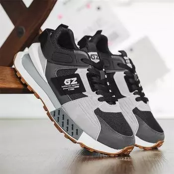 Модные кроссовки PARZIVAL на толстой подошве для мужчин, модная мужская повседневная обувь, кроссовки для бега, дышащая обувь на платформе, Zapatillas Hombre 39 чёрный