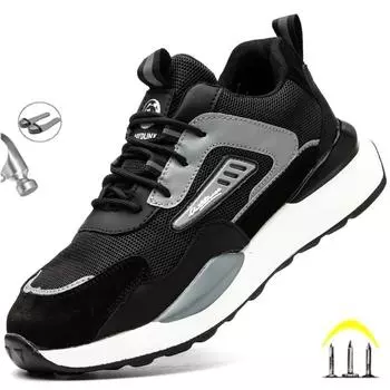 Модные кроссовки, рабочая защитная обувь, мужские противоударные ботинки с защитой от проколов, неразрушимая защитная мужская обувь со стальным носком 46