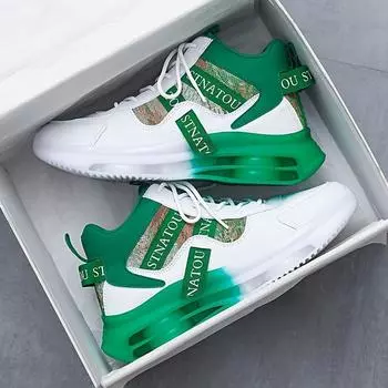 Модные кроссовки с цветными блоками, удобные нескользящие повседневные амортизирующие кроссовки на шнуровке для мужчин, занимающихся активным отдыхом 36 зелёный