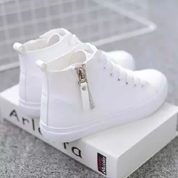 Модные кроссовки Vulcanize White Chi Sneakers Basket Femme Casual Shoes Tenis Feminino High Top Flat Shoes Trainers Women Zapatos Mujer 35