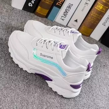 Модные кроссовки, женская кожаная повседневная обувь, удобная женская вулканизированная обувь, женские кроссовки на шнуровке 39 фиолетовый