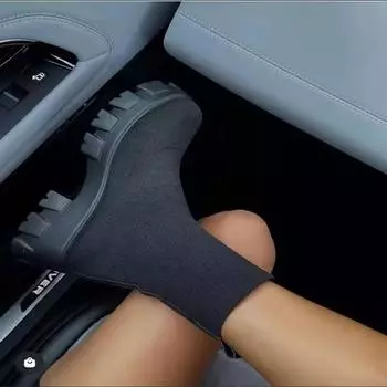 Модные кроссовки Женская обувь Ботильоны из эластичной ткани Ботильоны больших размеров Женские ботинки на платформе Женские ботинки Zapatos De Mujer 36 чёрный