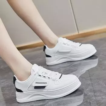 Модные кроссовки женские белые туфли на плоской подошве с дышащей сеткой для молодых женщин повседневная обувь брендовая мягкая толстая подошва 3,5 см 35 чёрный