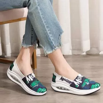 Модные кроссовки женские модные принтованные парусиновые туфли осенние туфли на танкетке повседневные спортивные туфли женские уличные рок-обувь Zapatillas 35