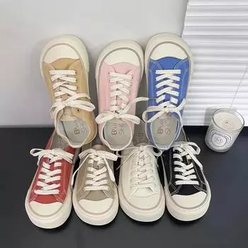 Модные кроссовки Женские парусиновые туфли Дизайнерские туфли на шнуровке из вулканизированной стали Молодежная уличная повседневная обувь Студенческие кроссовки на плоской платформе EUR 35 чёрный