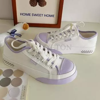 Модные кроссовки Женские парусиновые туфли Классические туфли в стиле ретро Женские туфли из вулканизированной кожи Женские повседневные туфли-лоферы Женские студенческие кроссовки 35