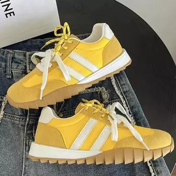 Модные кроссовки женские вулканизированные спортивные туфли повседневные балетки весна осень 2024 корейская теннисная женская модная обувь винтажная беговая обувь 35 белый