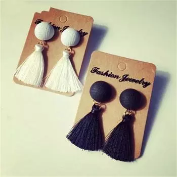 Модные круглые акриловые нити кисточки висячие серьги boucles d oreille женщины чёрный