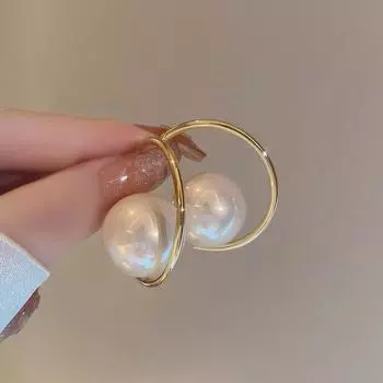 Модные круглые большие круглые серьги для женщин корейские искусственные жемчужные серьги-капли для девочек на вечеринку, свадьбу, ювелирные изделия, подарки небо