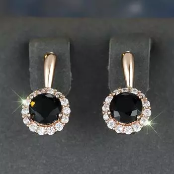Модные круглые черные белые серьги-подвески из циркония для женщин золотого цвета, свадебные украшения для вечеринок, подарки золотой