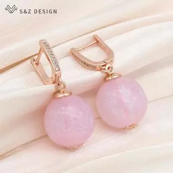 Модные круглые цветные серьги-капли цвета розового золота с бусинами для женщин, свадебные ювелирные изделия с кубическим цирконием, подарочные серьги