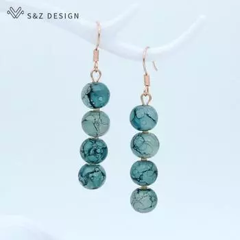 Модные круглые цветные стеклянные бусины серьги-капли для женщин и девочек, повседневные вечерние серьги из розового золота, ювелирные изделия