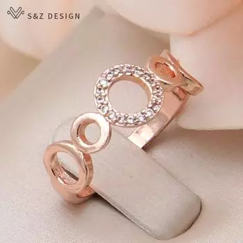 Модные круглые микро восковые инкрустированные кубические циркониевые регулируемые кольца для женщин винтажные розово-золотые ювелирные изделия в подарок