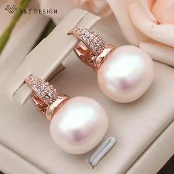 Модные круглые прямоугольные серьги-капли с искусственным жемчугом и бусинами для женщин, серьги-капельки цвета розового золота с кубическим цирконием