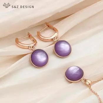 Модные круглые серьги цвета розового золота, комплекты ювелирных изделий для женщин и девочек, кулон для свадебной вечеринки, ожерелье, прекрасный подарок