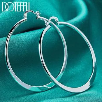 Модные круглые серьги из стерлингового серебра 925 пробы диаметром 55 мм, модные свадебные украшения 55mm