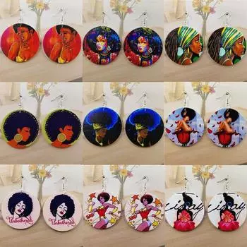 Модные круглые женские и женские подарки для девочек, подвески из натурального дерева, вечерние серьги ручной работы, африканские, красивые, винтажные, персонализированные модные украшения