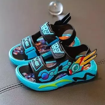 Модные крутые сандалии с открытым носком для мальчиков, детская обувь 24 синий