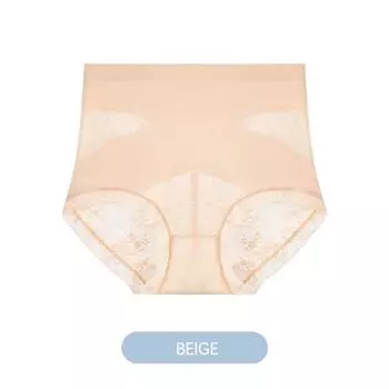 Модные кружевные трусы с высокой талией, женские бесшовные утягивающие трусы, сексуальные прозрачные дышащие брюки M/L бежевый
