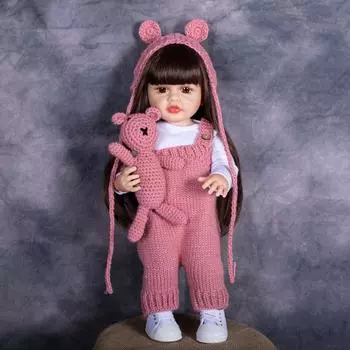 Карие глаза Reborn Baby Dolls Девочка 55 см Полностью силиконовая виниловая может ванна Betty Dolls Bebe Toys KEIUMI Fashion Birthday XMAS Gifts 22 inch коричневый