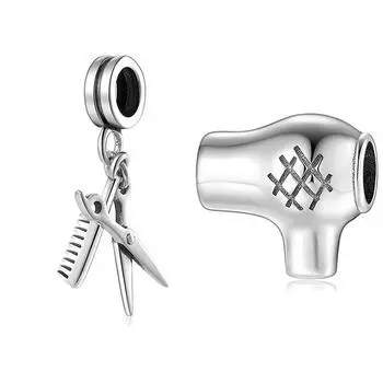 Модные кулончики-ножницы и расчески из стерлингового серебра 925 пробы, оригинальные дизайнерские ожерелья, браслеты, бусины, ювелирные изделия