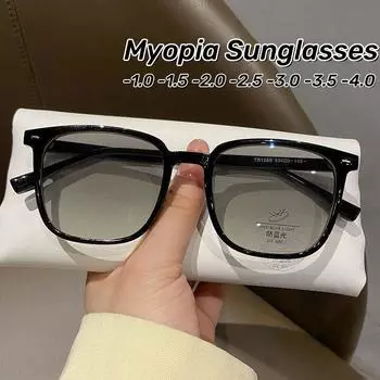 Модные квадратные большие оправы близоруких солнцезащитных очков персонализированные мужские и женские солнцезащитные очки летние анти-УФ близорукие очки -2.5