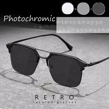 Модные квадратные фотохромные очки для мужчин и женщин, очки с двойной диоптрией, меняющие цвет, унисекс, роскошные солнцезащитные очки для отдыха на открытом воздухе 0