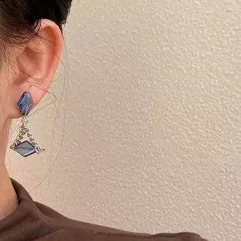 Модные квадратные хрустальные цепочки-клипсы для ушей простые универсальные серьги без проколов для ушей женские украшения для вечеринок подарки как