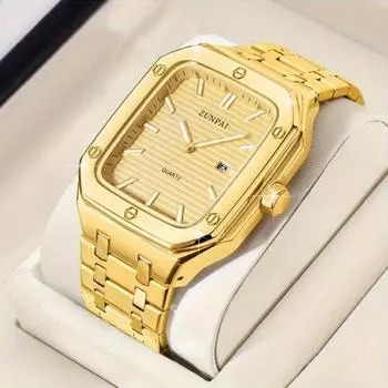 Модные квадратные мужские часы класса люкс бизнес нержавеющая сталь кварцевые часы мужские наручные часы с календарем