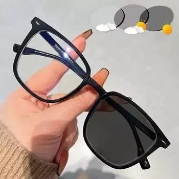 Модные квадратные очки с блокировкой синего света, сверхлегкие фотохромные солнцезащитные очки для отдыха на природе, с небольшой оправой для мужчин и женщин, очки для вождения