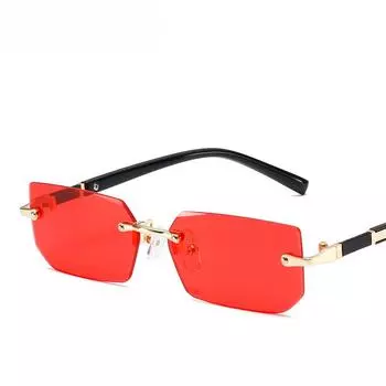 Модные квадратные солнцезащитные очки без оправы с цветными линзами Ocean и металлической текстурой As shown in image