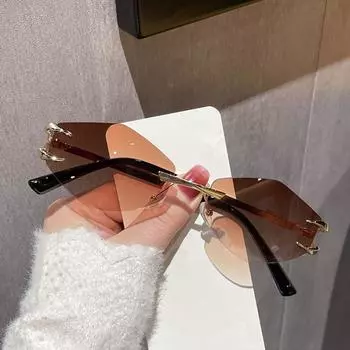 Модные квадратные солнцезащитные очки без оправы UV400 ретро градиентные солнцезащитные очки без оправы хип-хоп высококачественные популярные металлические очки для мужчин и женщин синий