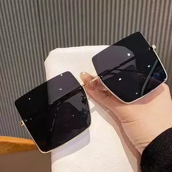 Модные квадратные солнцезащитные очки большого размера, женские брендовые солнцезащитные очки в большой оправе в стиле ретро, женские металлические полуоправы, дизайнерские culos De Sol черный серый