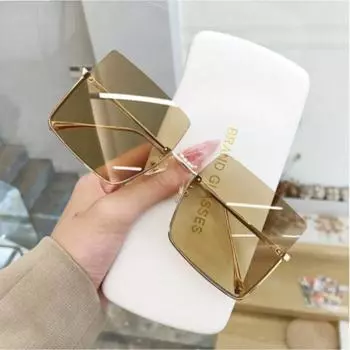 Модные квадратные солнцезащитные очки большого размера, женские брендовые солнцезащитные очки в большой оправе в стиле ретро, женские металлические полуоправы, дизайнерские culos De Sol as picture