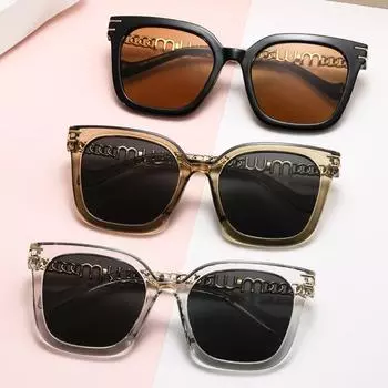 Модные квадратные солнцезащитные очки для мужчин с полой цепочкой, солнцезащитные очки для улицы, солнцезащитные очки без поляризации