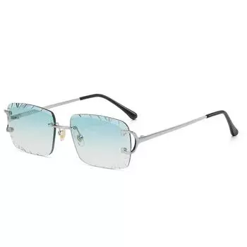 Модные квадратные солнцезащитные очки винтажные женские мужские солнцезащитные очки без оправы без оправы ретро люксовый бренд дизайнерские очки UV400 путешествия As picture зеленый цвет-серебро