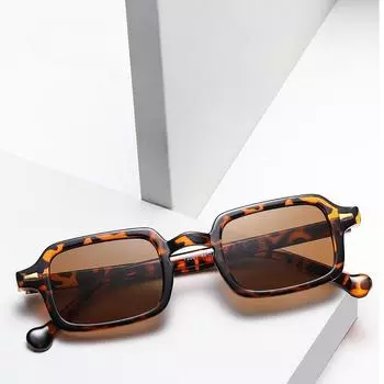 Модные квадратные солнцезащитные очки женские ретро заклепки украшения градиентные оттенки UV400 мужские леопардовые синие солнцезащитные очки A