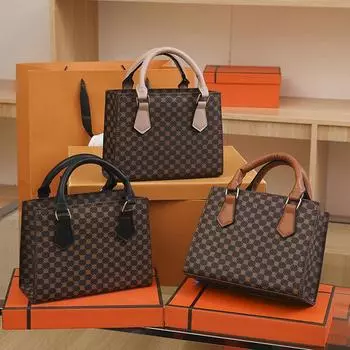 Модные квадратные сумки с верхней ручкой, повседневная сумка-тоут из искусственной кожи в клетку, женские сумки через плечо для повседневного использования и подарков