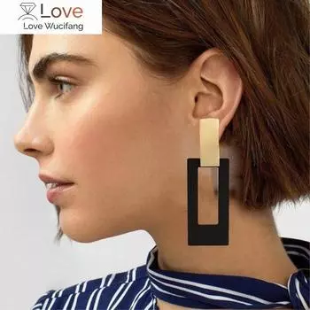 Модные квадратные висячие серьги-капли корейские для женщин геометрические полые золотые черные серьги свадебные украшения Kolczyki золотой