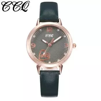 Модные кварцевые часы с кожаным ремнем и бриллиантовым циферблатом в подарок разноцветный