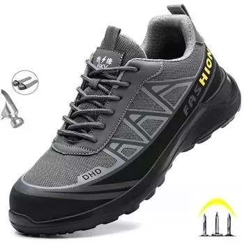 Модные легкие 6KV изоляционные защитные рабочие туфли для мужчин промышленные стальные носки нескользящие неразрушимые мужские ботинки кроссовки 35 чёрный