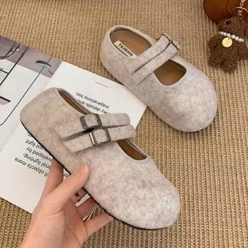 Модные, легкие и ретро-тапочки-мешки с плоским дном, увеличивающие рост, для женской летней верхней одежды 2025 года, новые нескользящие тапочки Мэри Джейн 35 коричневый