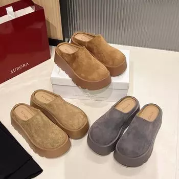 Модные, легкие и утепленные тапочки-мешки на толстой подошве для верхней женской одежды 2025 года, новые весенне-осенние ретро-тапочки с одной педалью Birkenst 35 хаки